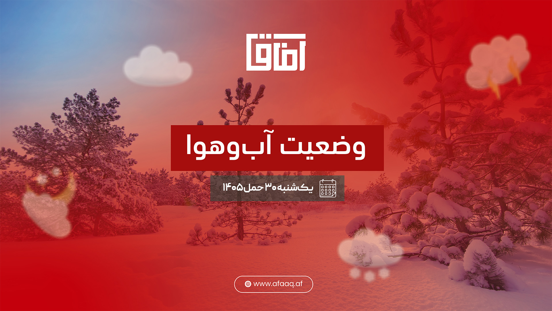 وضعیت آب و هوای کابل و چند شهر بزرگ کشور (یک‌شنبه ۳۰حمل ۱۴۰۵)